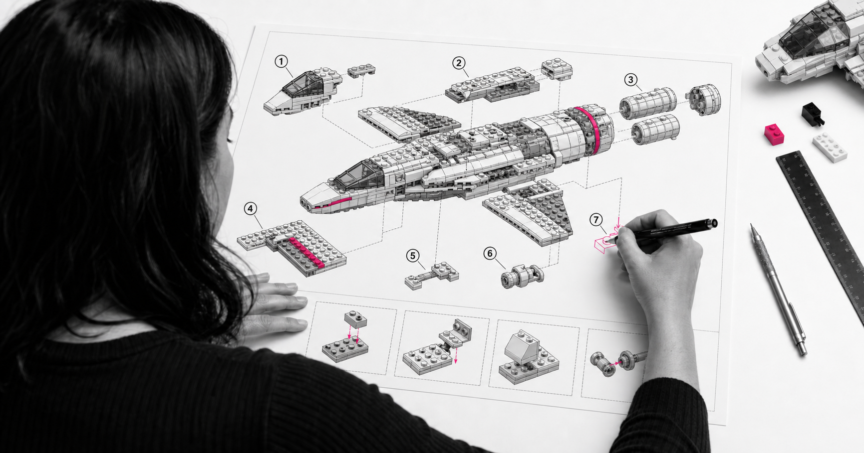 kobieta projektująca lego - symbolizując strategię marketingową